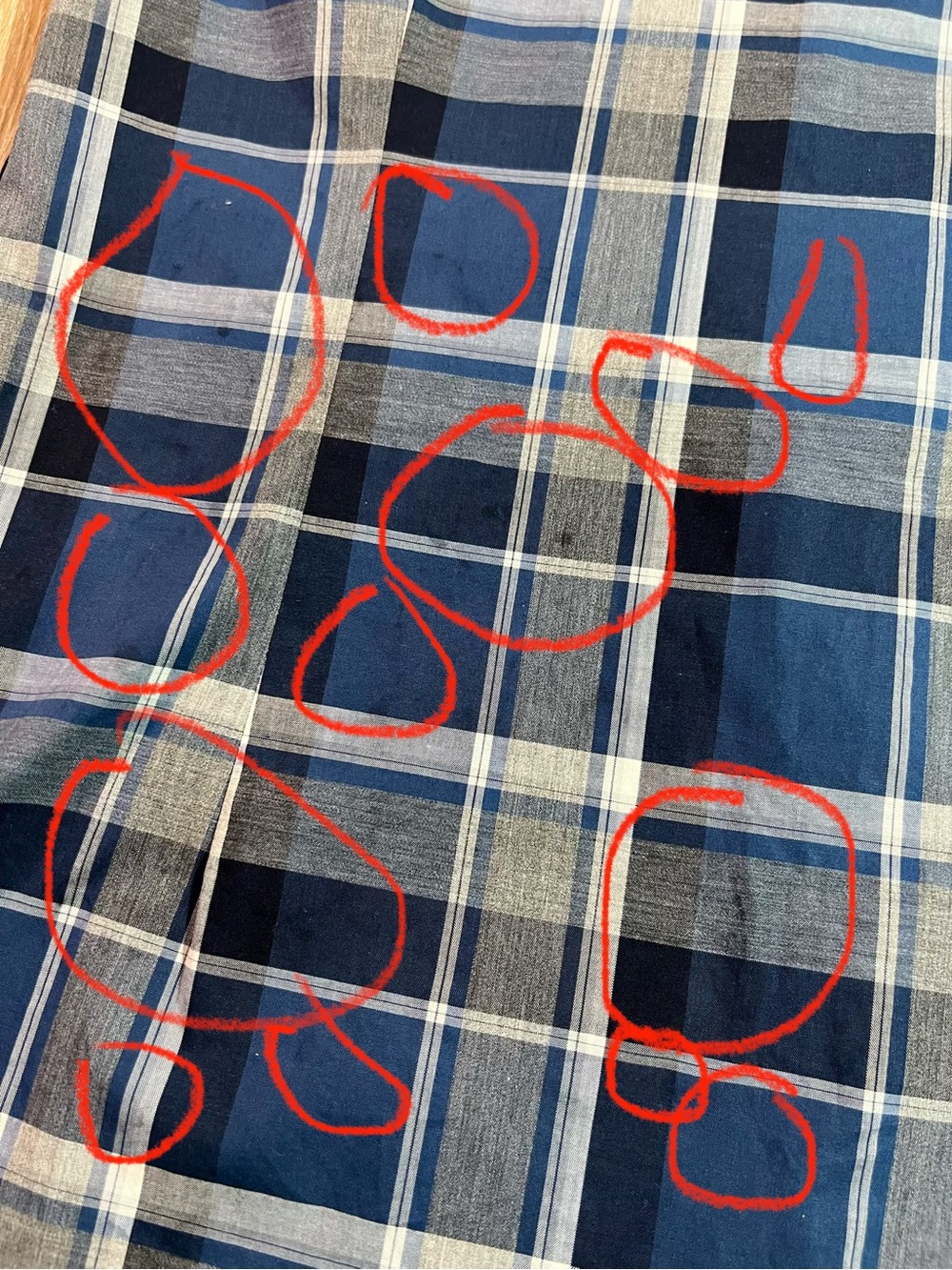 RW&CO. Men’s Blue Plaid Short-Sleeve Button-Up Slim Fit Shirt -INK STAIN ON BACK - Picture 9 of 9